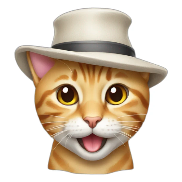 Cat with a hat and his tongue out sticker