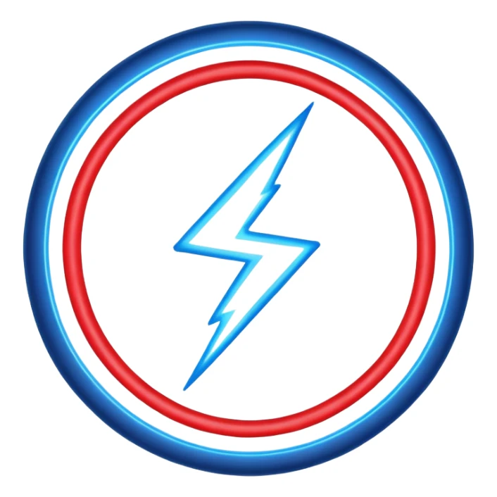 Red and blue lightening in a circle shape with effects sticker