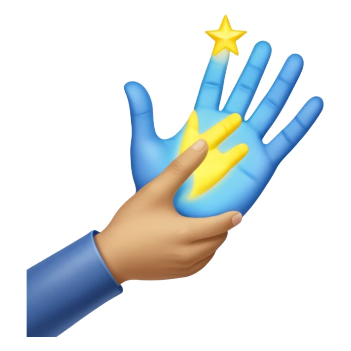 a normal hand being held by 2 hands, a glowing blue hand and a glowing yellow hand souls... hope and comfort from the past and futur sticker
