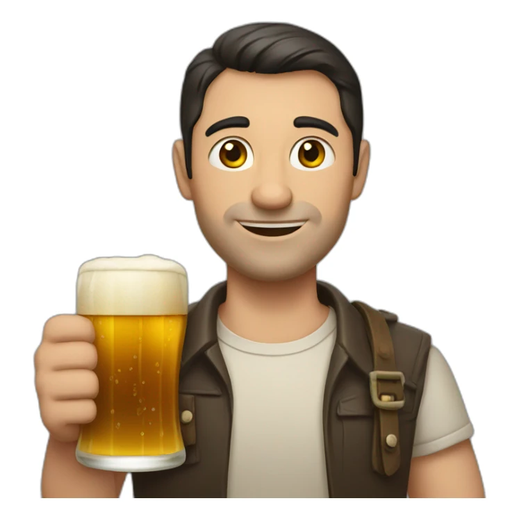 czech man with short dark hair an beer in hand sticker