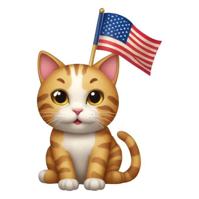 Cat with a flag of usa sticker