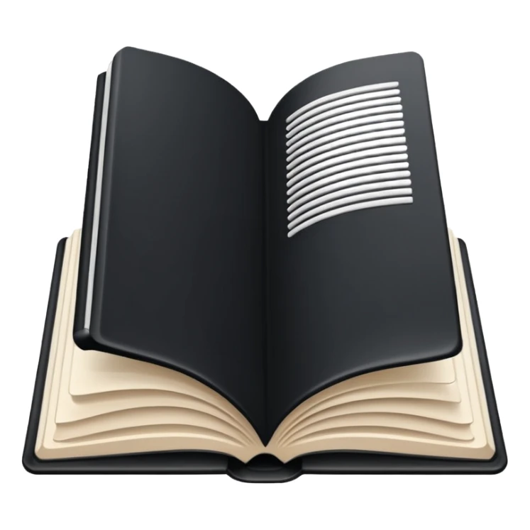 open book with black cover and with completely white pages sticker