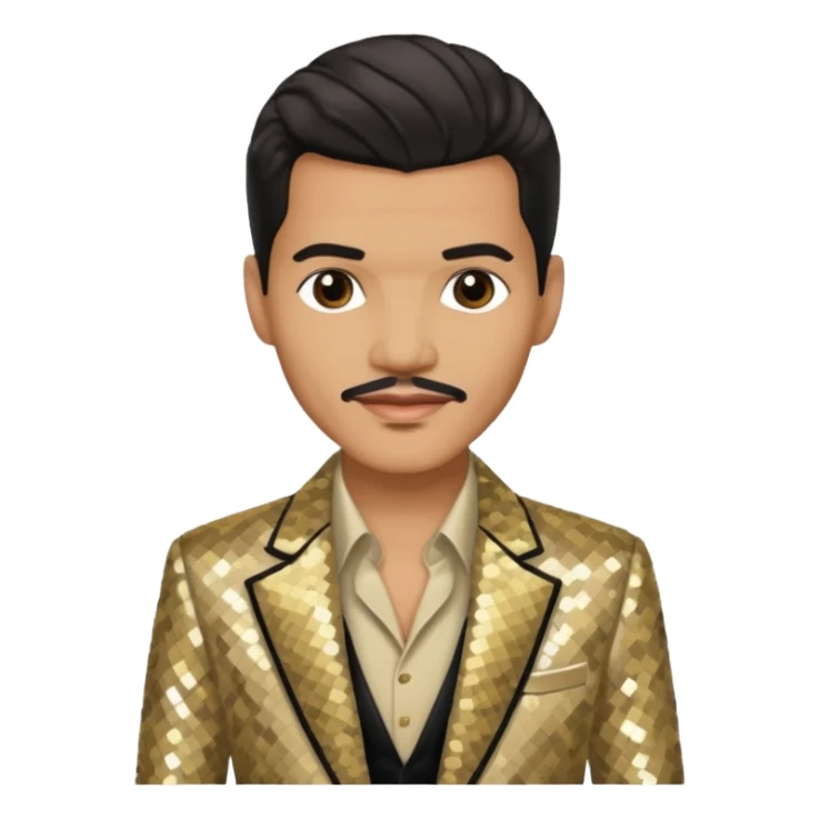 El DeBarge with dark brown hair, beige sequin outfit sticker