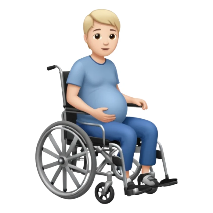 Wheel chair pregnant man without other persons facing left sticker