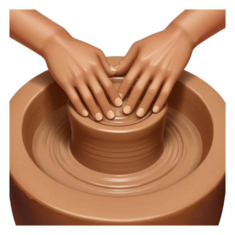 hands using thumbs to press downward into center of clay on pottery wheel sticker