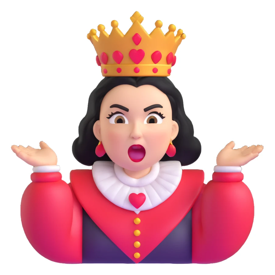 Queen of Hearts from Alice in Wonderland, angry expression, shouting sticker