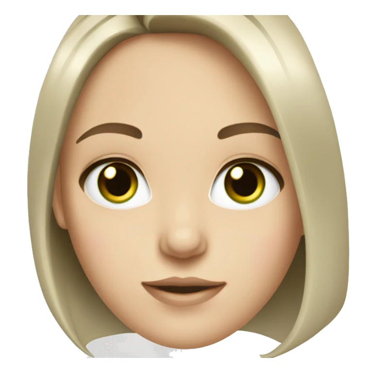 white girl dark brown middle parted hair green eyes sticker