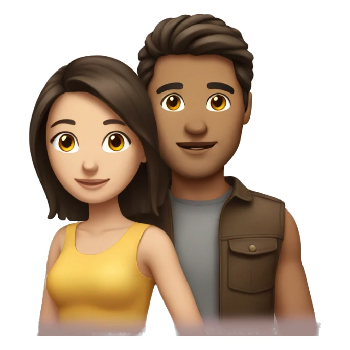 Brunette couple girl and guy sticker