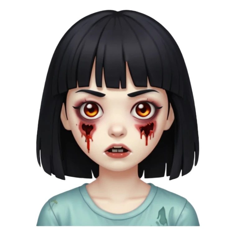zumbi girl whit black hair with bangs down to the eyebrows sticker