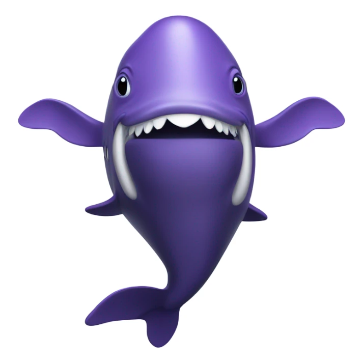 purple whale swimming with open mouth sticker