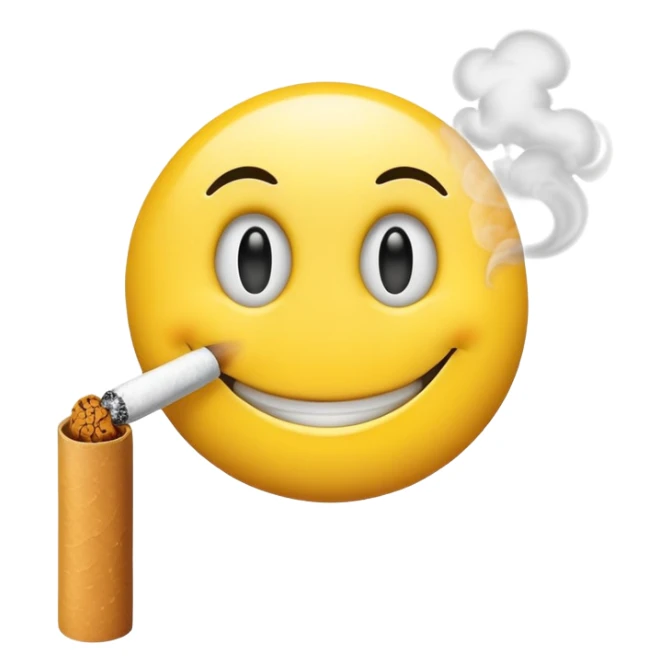 Smiley face with rolled eyes smokes a cigarette sticker