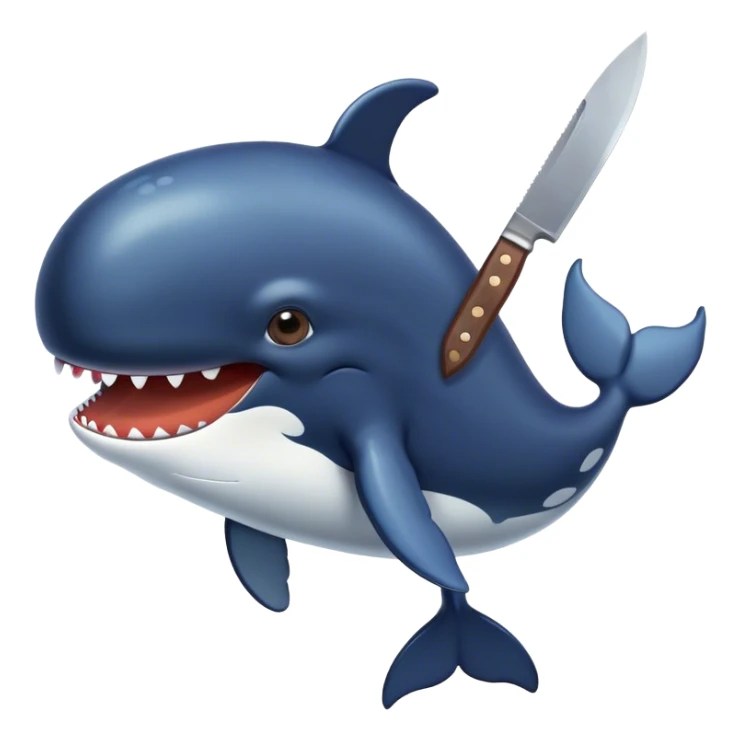Whale holding a knife in his hand sticker