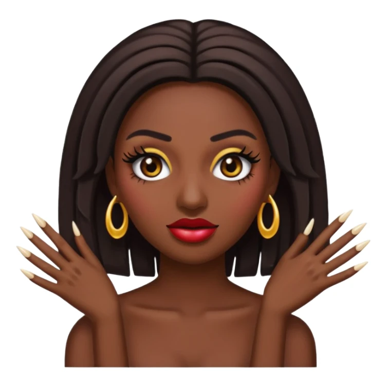 Baddie emoji with fake lashes and nails sticker