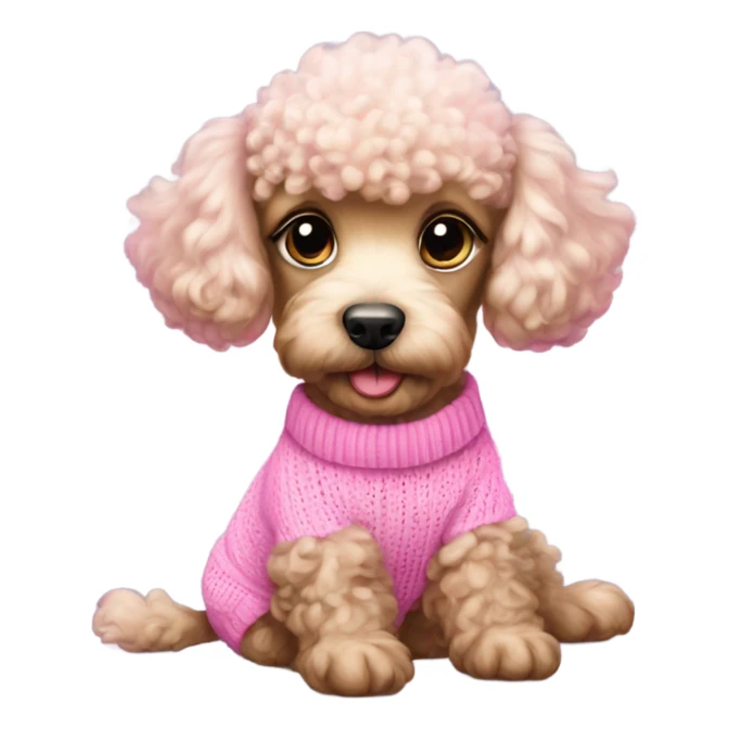 poodle puppy wearing pink jumper  sticker