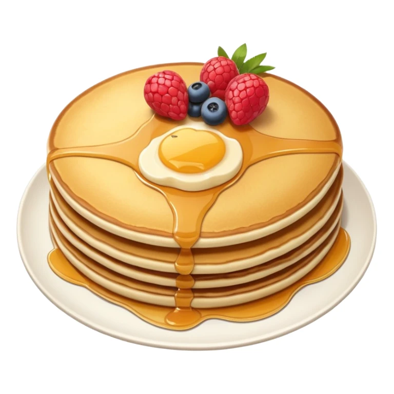 fluffy California-style pancake with fresh fruit and a sunny vibe sticker