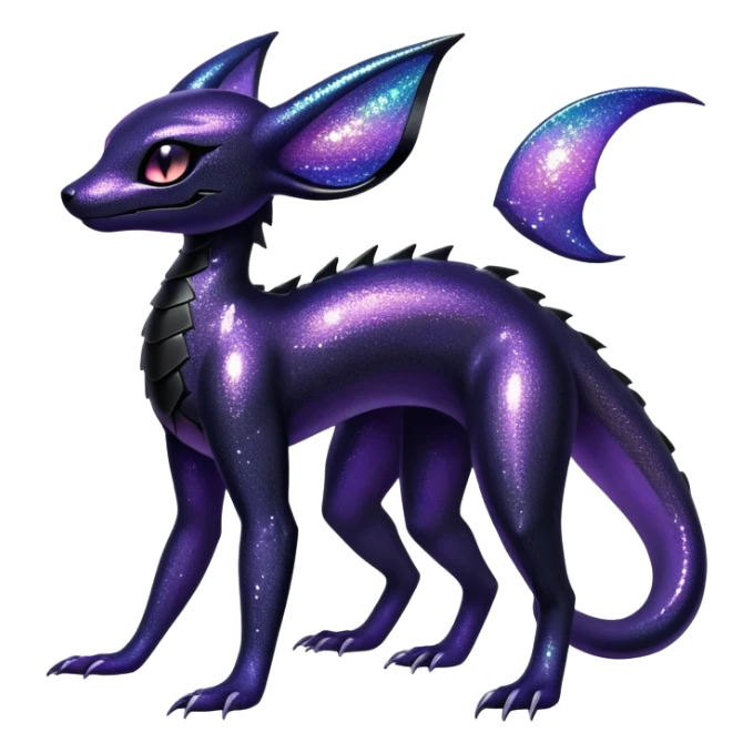 Sparkly Iridescent Shiny Salandit-Umbreon-Fakémon-hybrid-creature (full body)  sticker