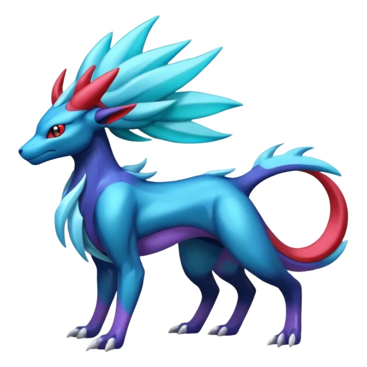 Shiny Dark Edgy Suicune-Salamence-Manectric-Aurorus-Fakémon-hybrid-creature (full body)  sticker