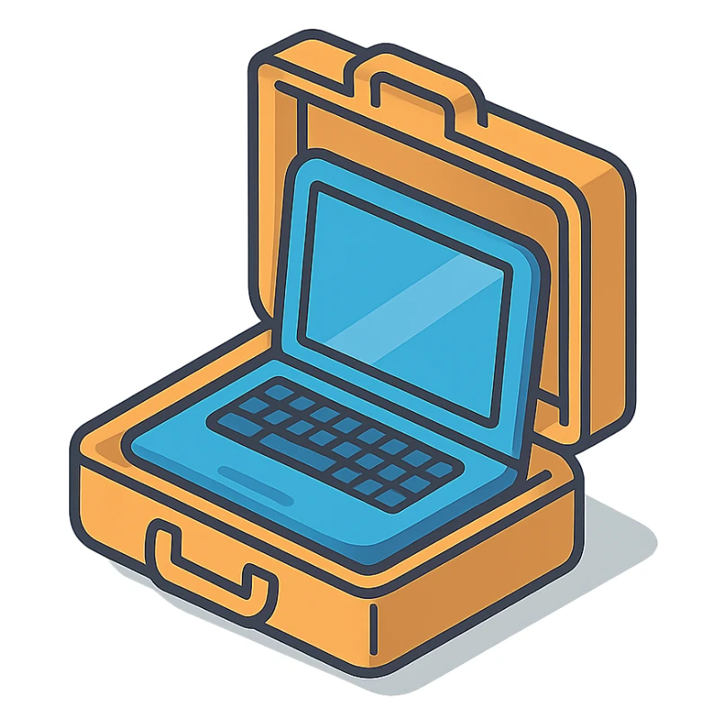 laptop inside a suitcase sticker