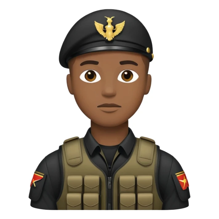 black soldier in black bulletproof vest sticker