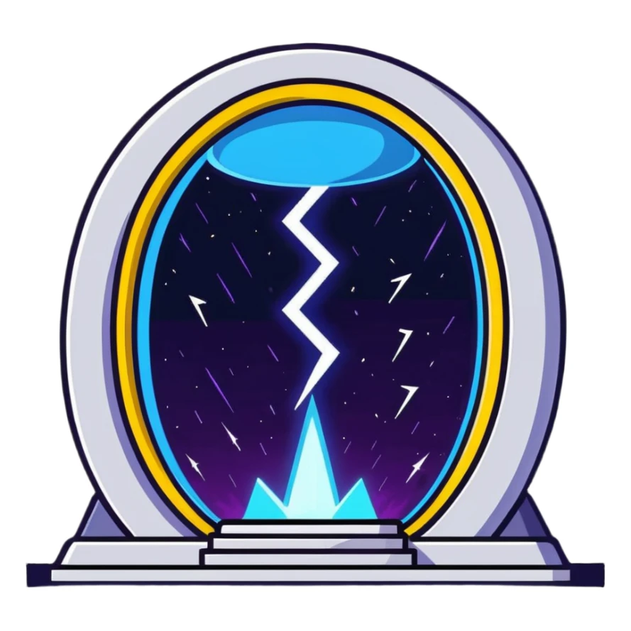 teleportation portal with lightning and cosmic energy sticker