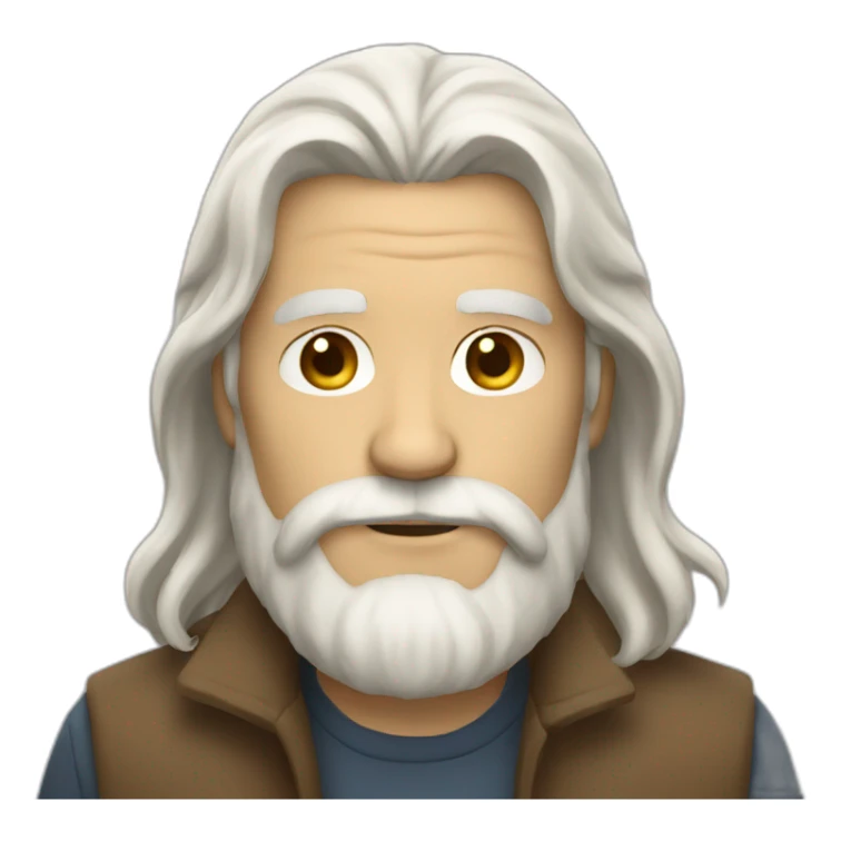 Man with long white hair light brown beard sticker