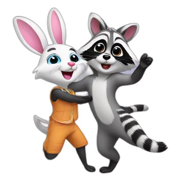 Raccoon dance with bunny sticker