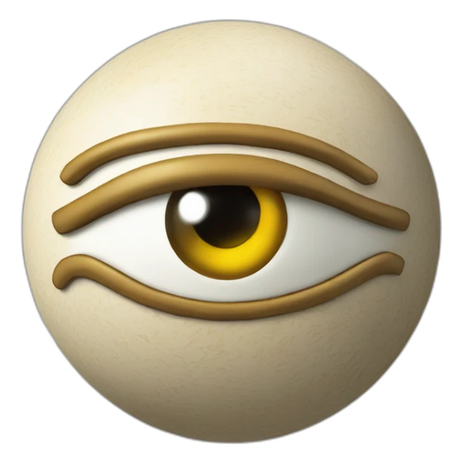 3d sphere with a cartoon Stray skin texture with Eye of Horus sticker