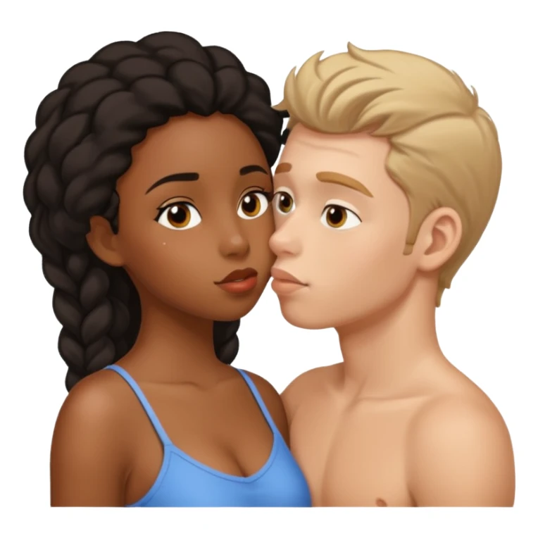 Kissing black girl and white boy  sticker