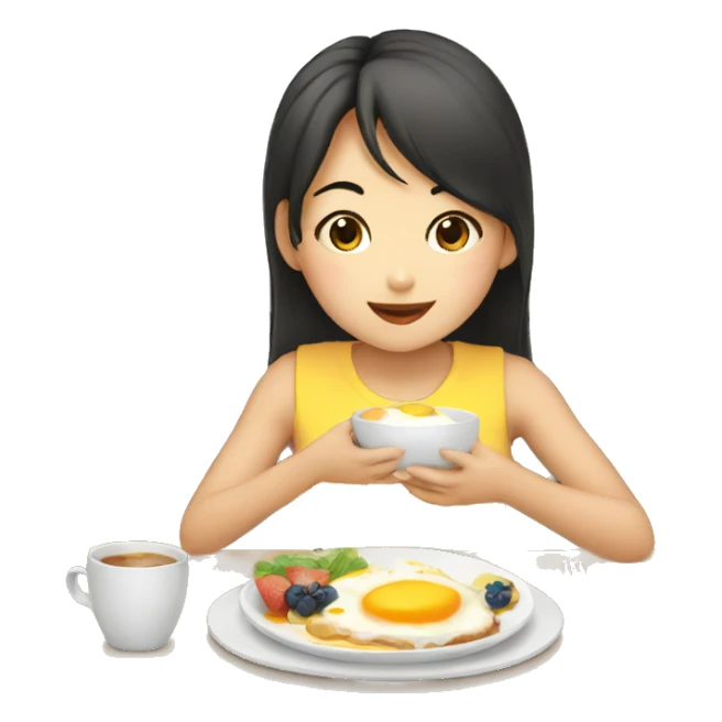 girl eating breakfast as asian sticker