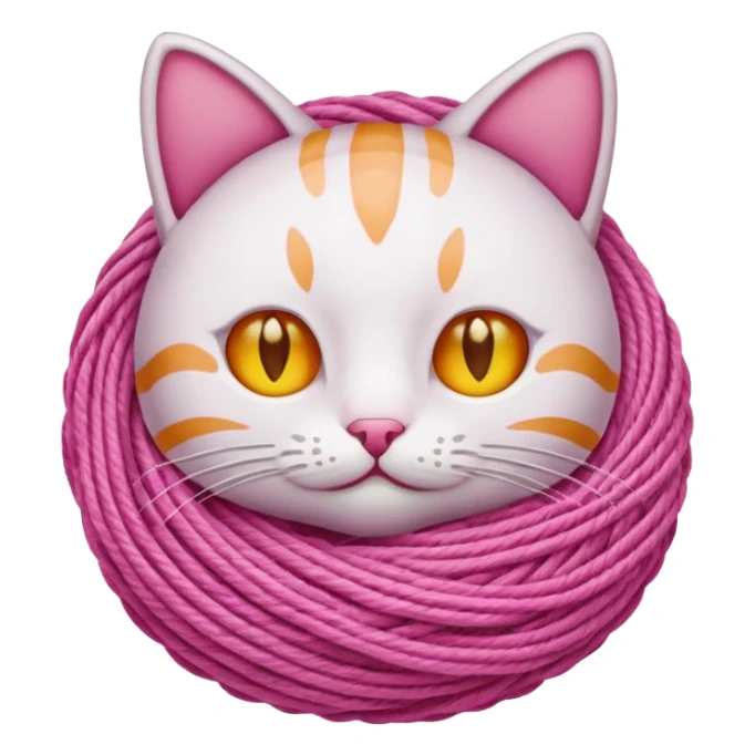 ball of yarn, pink, cat sticker
