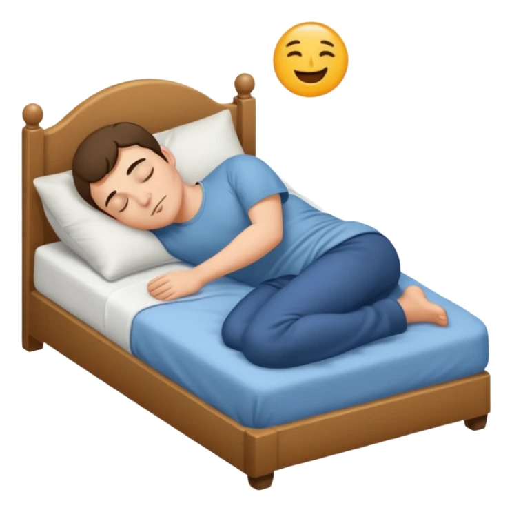 mach mir eine määnliche person die in einem bett schläft sticker