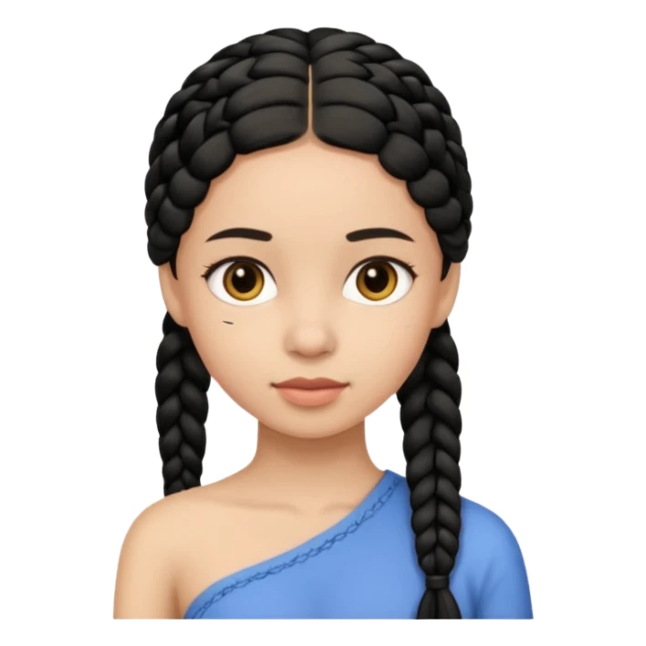 Girl with simple black braid  on one shoulder sticker