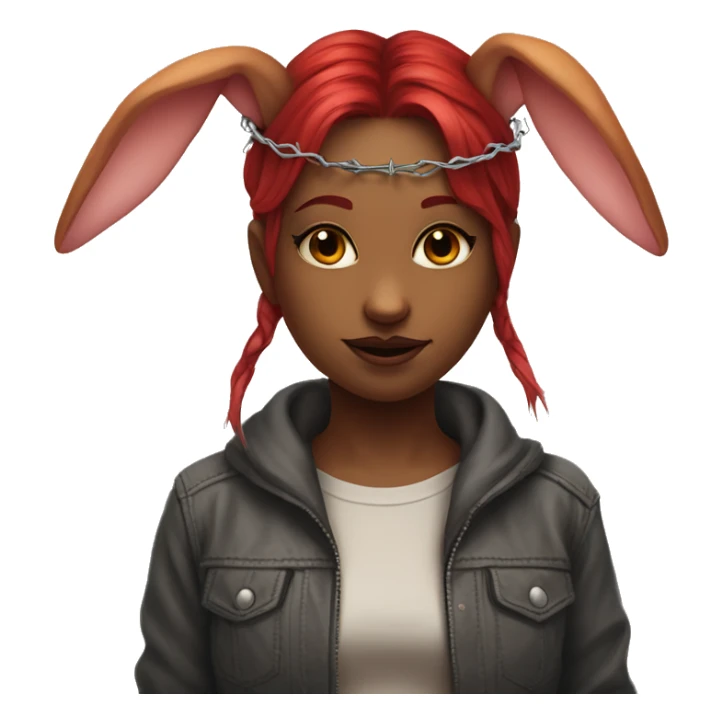 Red skinned bunny girl with horns and a barbed wire halo sticker