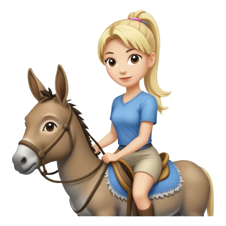 Blonde frau mit ponnyfrisur auf einem Esel  sticker