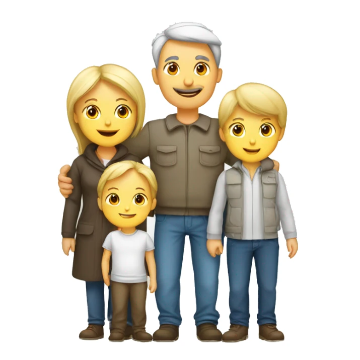family two parents with four children European white sticker