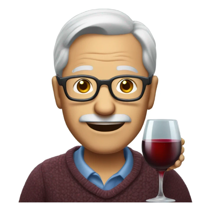 old man with gray hair and glasses drinking wine sticker