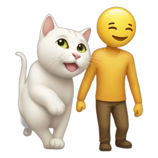 humain et chat se faisant un câlin  sticker
