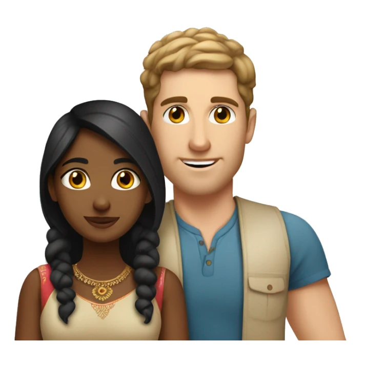 Indian girl in love with cute white guy sticker