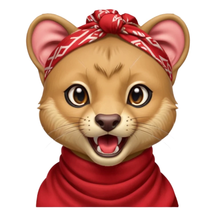 Fossa animal with a red bandana on its head screams sticker