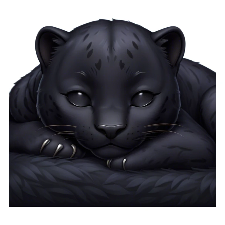Meme-Worthy cute Sleeping black Panther Portrait Emoji, Head resting peacefully with a contented smile, showcasing a luxuriously sleek form and eyes gently closed in serene slumber, Simplified yet comically adorable features, highly detailed, glowing with a soft, drowsy dark light, high shine, relaxed and utterly lovable, stylized with an air of playful laziness, bright and heartwarming, soft glowing outline, capturing the essence of a sleeping black Panther that feels destined to become the next viral icon of adorable rest! sticker