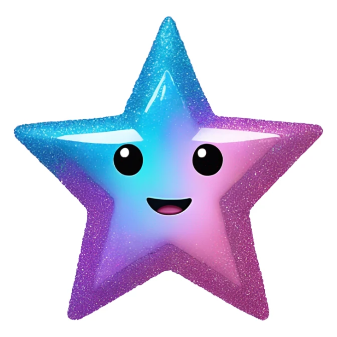 Lilac, blue, and pink star with glitter and a rainbow attached  sticker