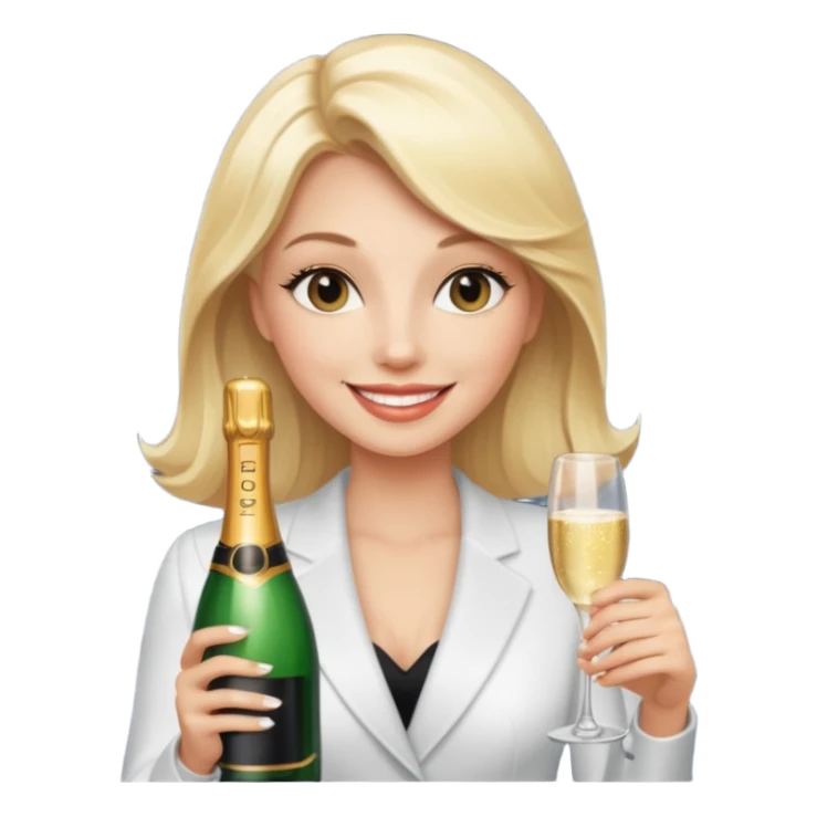 Glamorous blonde lady holding champagne bottle sticker