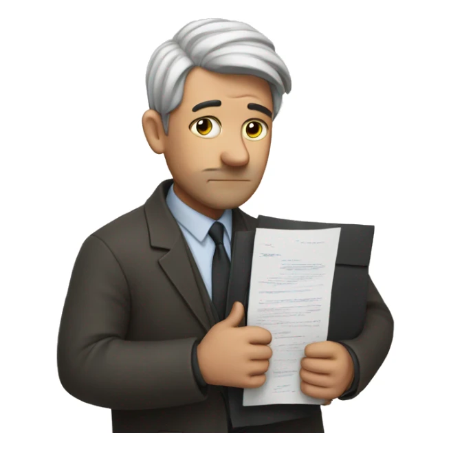 sad man who hold an signed contract in his arms sticker