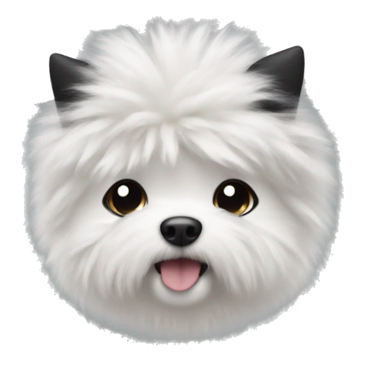 Little dog with White Fluffy fur and One black ear  sticker