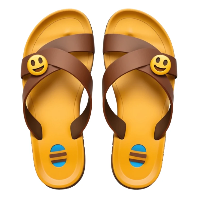 sandal sole with two straps, minimal detail, emoji style, viewed from the bottom sticker