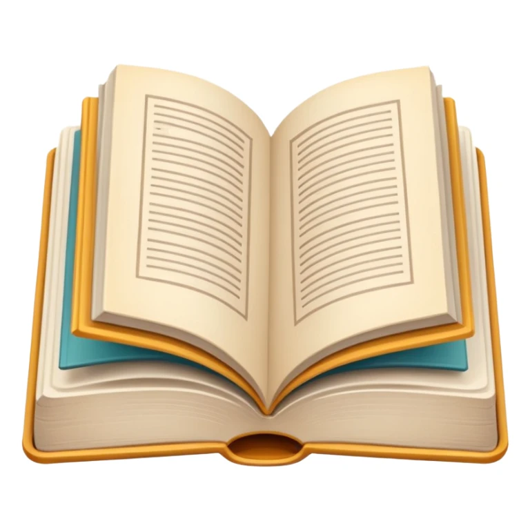 Flat iOS-style icon of an open book. Simple lines, soft gradients, clean minimalist design. sticker