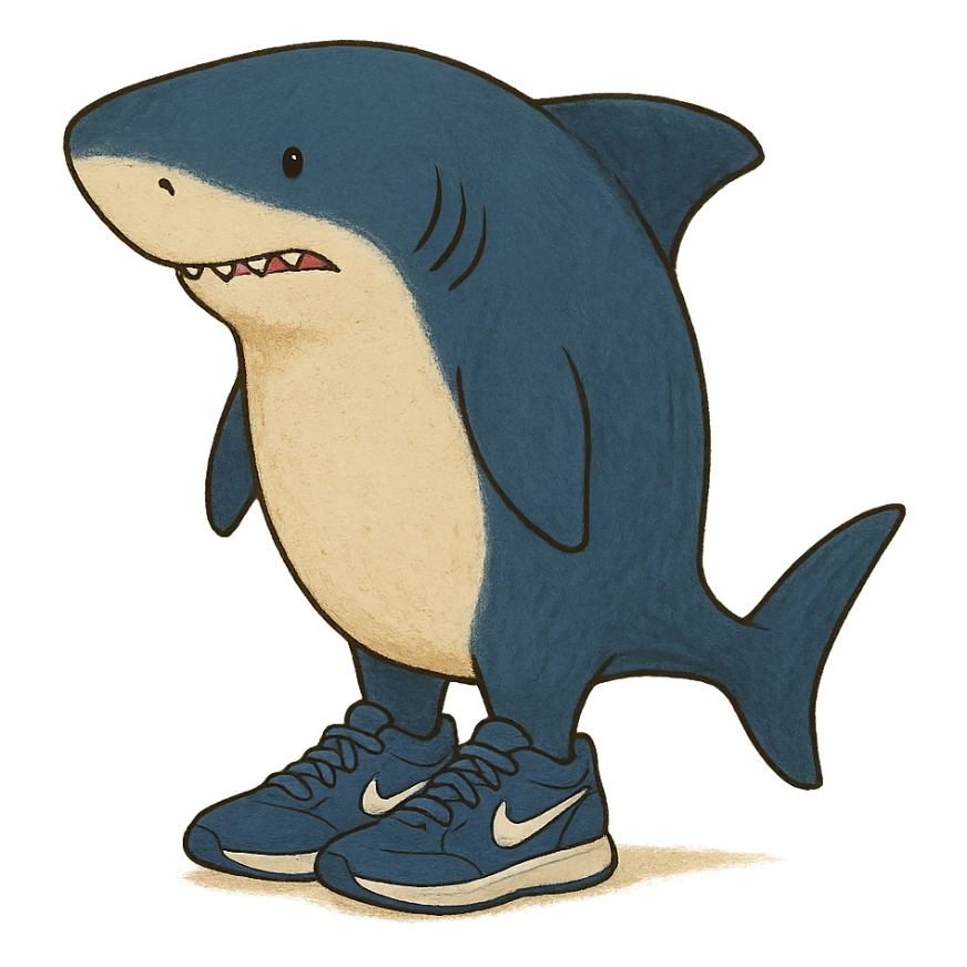 blue shark in blue Nike tennis shoes sticker
