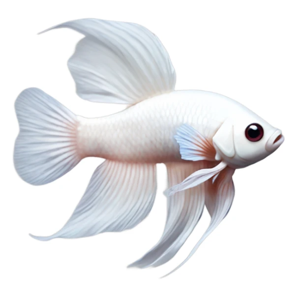 White betta fish with burghundy short fins, position: full profile sticker