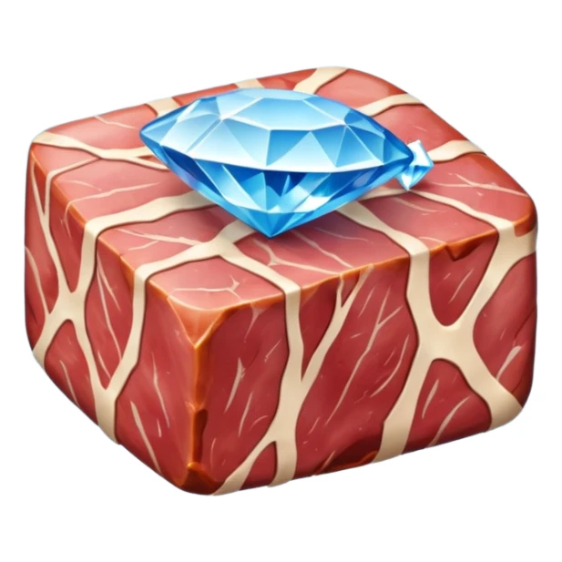 Meat with diamond textur and blue color sticker