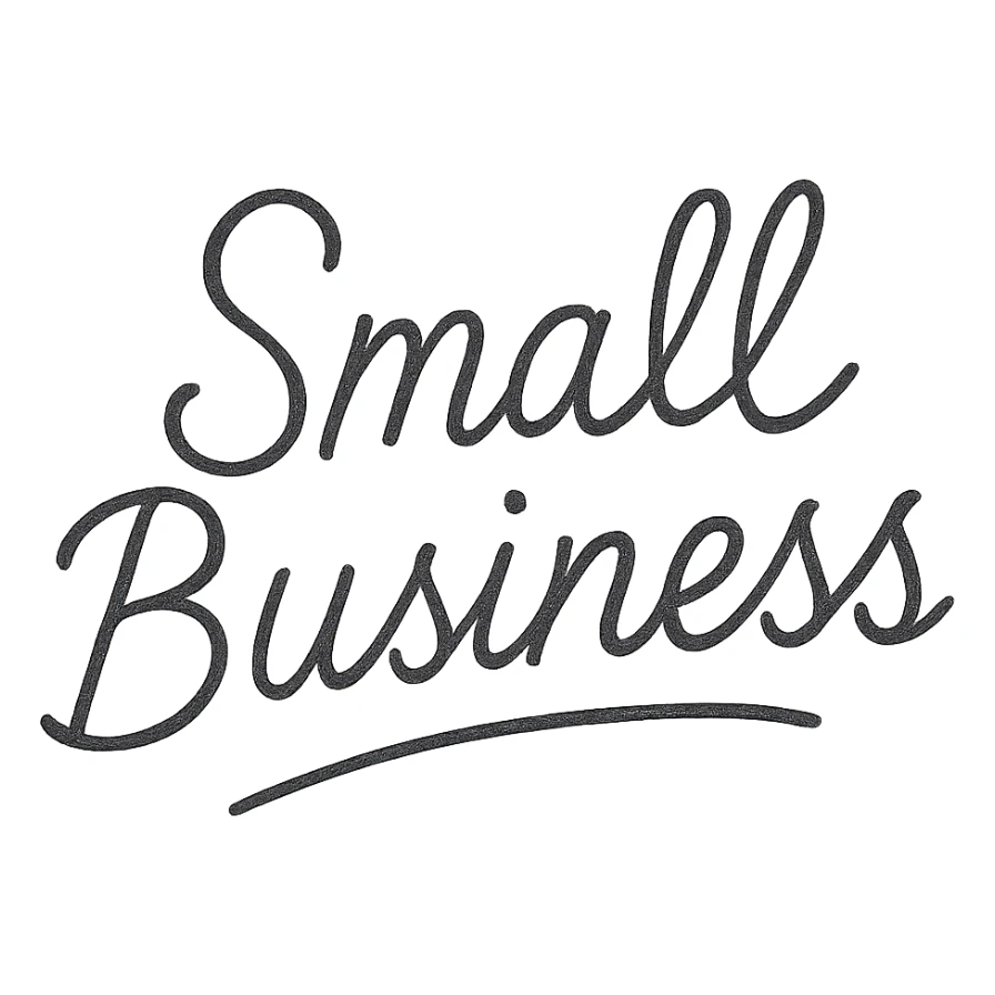 hand-drawn script logo for a small business sticker